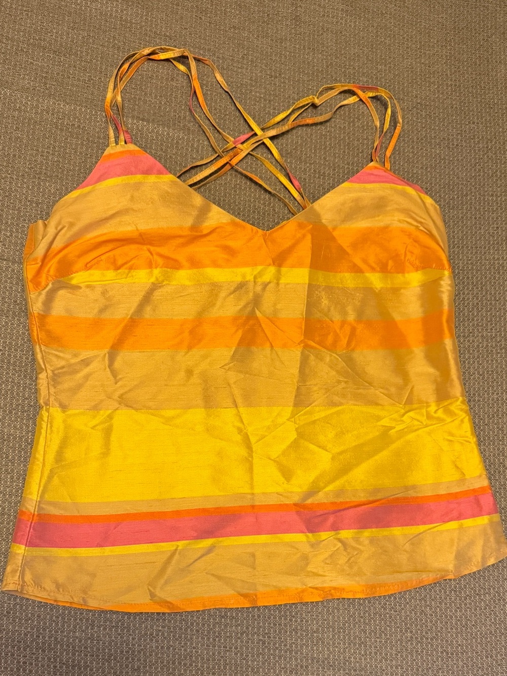 H&M Yellow and Orange Striped Spaghetti-Strap Cami